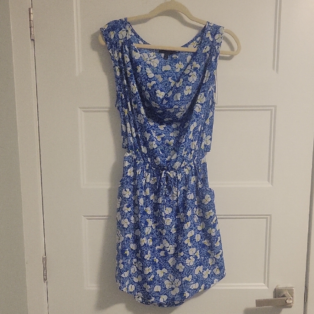 Snap Blue Floral Backless Dress